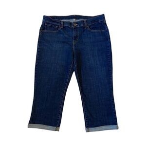 LEVIS Cropped Capris Jeans Rolled Cuffs Stretch Denim Blue Womens Size 32